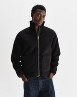wax london men's Killick - Black Reversible Corduroy Borg Jacket