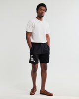 wax london men's Kurt - Black And Beige Abstract Applique Shorts