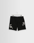 Kurt – Schwarz-beige abstrakt bestickte Shorts