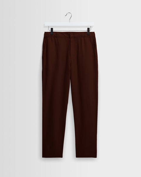 Kurt - Pantalon en lin lavé marron coupe décontractée