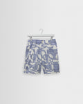 Kurt – Shorts mit geometrischer Stickerei in Ecru und Blau
