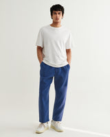 wax london men's Kurt - Indigo Textured Organic Dobby Cotton Relaxed Fit Trousers