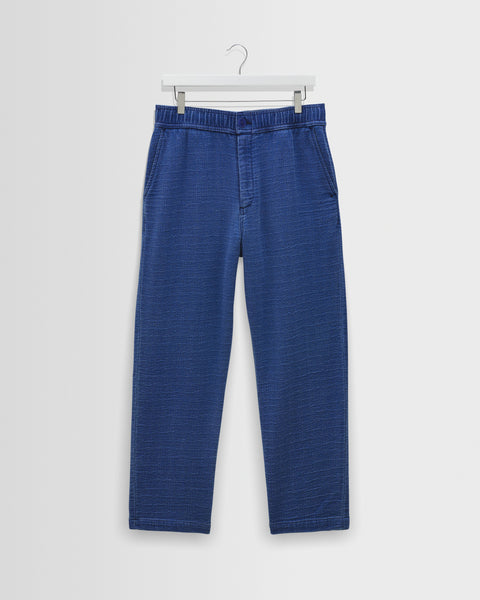 Kurt – Indigo strukturierte Bio-Dobby-Baumwollhose mit entspannter Passform