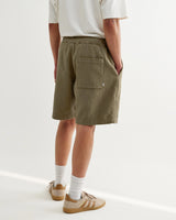 wax london men's Kurt - Khaki Crinkle Cotton-Linen Shorts