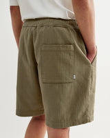 wax london men's Kurt - Khaki Crinkle Cotton-Linen Shorts