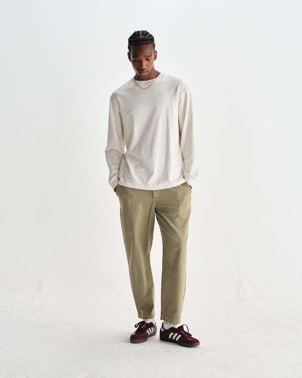 wax london men's Kurt - Light Khaki Organic Cotton Trousers