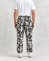wax london men's Kurt - Navy And Ecru Spin Jacquard Trousers