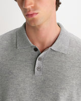 wax london men's Lawrie - Grey Long-Sleeve Knitted Polo