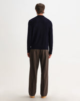 wax london men's Lawrie - Navy Long-Sleeve Knitted Polo