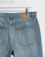 wax london men's Luca - Vintage Blue Organic Cotton Denim Shorts
