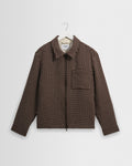 Lytton - Brown And Ecru Hash Check Zip Overshirt
