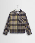 Lytton - Charcoal And Blue Pixel Check Zip Overshirt