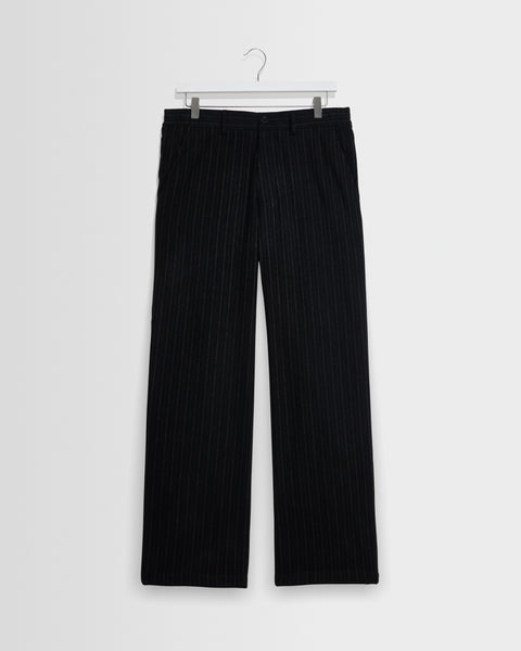 Malham - Pantalon rayé en flanelle italienne noire
