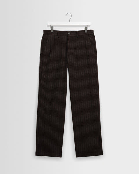 Malham - Brown Italian Flannel Stripe Trouser