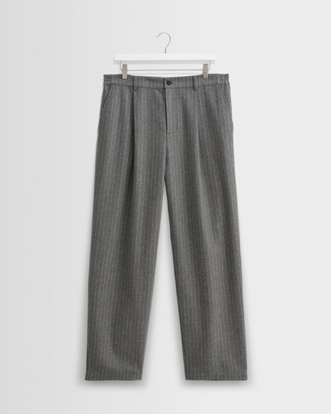 Malham - Pantalon en laine gris anthracite à fines rayures