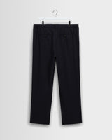 wax london men's Malham - Dark Navy Wool Blend Stripe Trouser