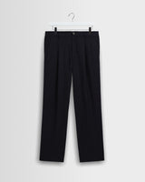 wax london men's Malham - Dark Navy Wool Blend Stripe Trouser