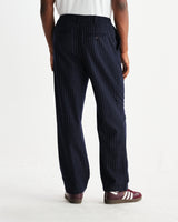 wax london men's Malham - Navy Pinstripe Wool Trousers