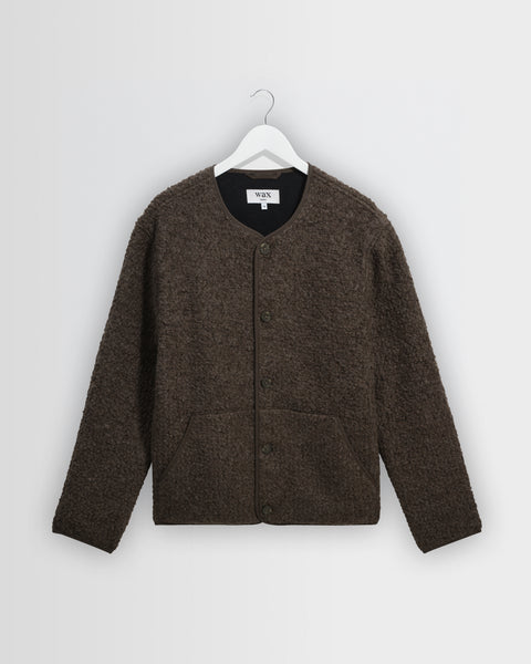 Marty – Jacke aus staubbrauner Boucléwolle
