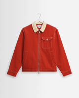 wax london men's Mason - Red Peached Canvas Work Jacket
