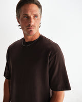 wax london men's Milton - Dark Brown Organic Emorised Cotton T-Shirt