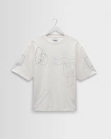 wax london men's Milton - Ecru Organic Cotton Embroidered Shapes T-Shirt