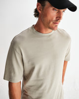 wax london men's Milton - Light Sage Organic Emorised Cotton T-Shirt