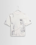 Milton - T-shirt en coton biologique blanc cassé à motif graphique London