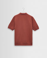 wax london men's Naples - Rust Retro Diamond Knitted Polo