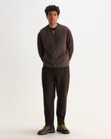 wax london men's OSSIAN GILET BOBBLE WOOL DUSTY BROWN