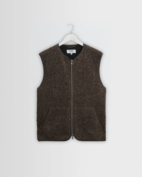 Ossian - Gilet sans manches en laine bouclée marron poudré