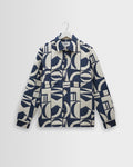 Otto – Gestepptes Jacquard-Hemd aus blauem und ecrufarbenem Stoff