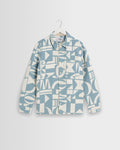 Otto - Hellblaues und ecrufarbenes gestepptes Jacquard-Overshirt