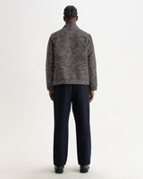 wax london men's PARK JACKET GEO WAVE JACQUARD NAVY / BROWN