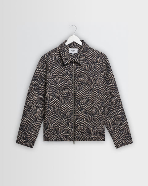 Park - Veste en jacquard à motifs vagues bleu marine et marron