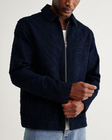 wax london men's Park - Navy Tonal Applique Jacket