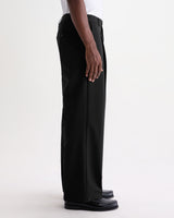 wax london men's Piper - Black Wool Blend Twill Trouser