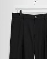 wax london men's Piper - Black Wool Blend Twill Trouser