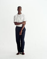Malham - Navy Pinstripe Wool Trousers