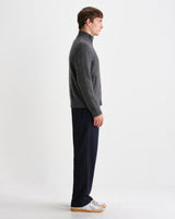 wax london men's Ranwell - Charcoal Fluffy Wool Blend Zip Funnel Jumper