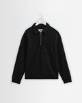 Reeve - Sweat-shirt col polo en coton biologique bouclé noir délavé