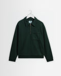 Reeve - Sweat-shirt à col en coton biologique bouclette vert délavé
