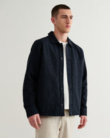 wax london men's Rockley - Navy Honeycomb Jacquard Overshirt