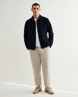 wax london men's Rockley - Navy Honeycomb Jacquard Overshirt