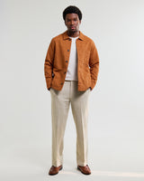 wax london men's Rockley - Rust Honeycomb Jacquard Overshirt