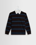 Rowhill - Chemise de rugby en molleton bouclé à rayures miroir marron et bleu