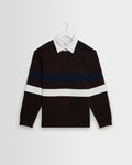 Rowhill - Maillot de rugby bouclette à rayures marron et marine