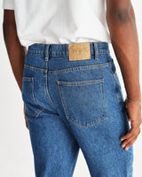 wax london men's Russell - Mid Blue Straight Fit Denim Jeans