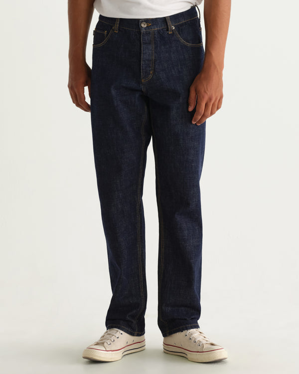 wax london men's Russell - Rinse Wash Selvedge Straight Fit Denim Jeans