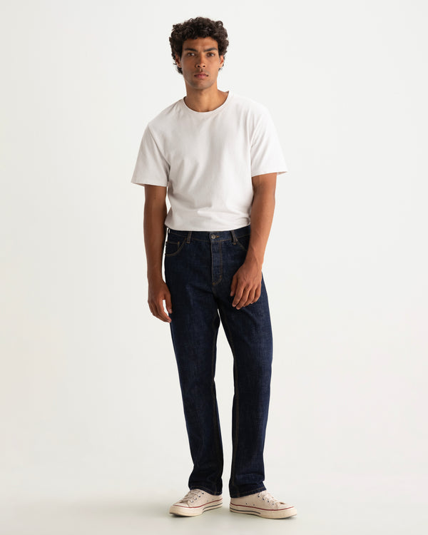 wax london men's Russell - Rinse Wash Selvedge Straight Fit Denim Jeans